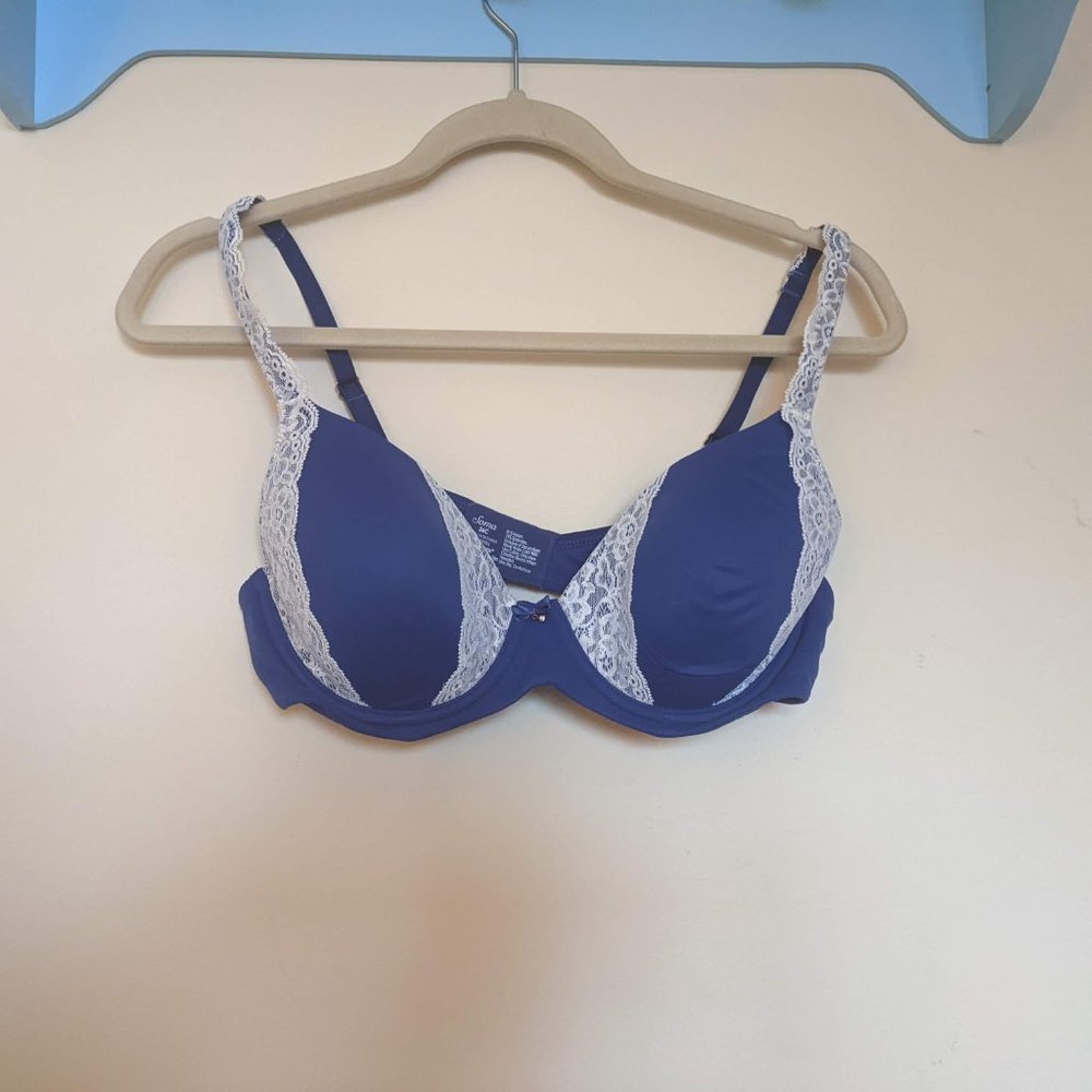 Soma Embraceable Full Coverage Lace Trim Bra - Sz 36C- NWT - Jewel Blue/Ivory